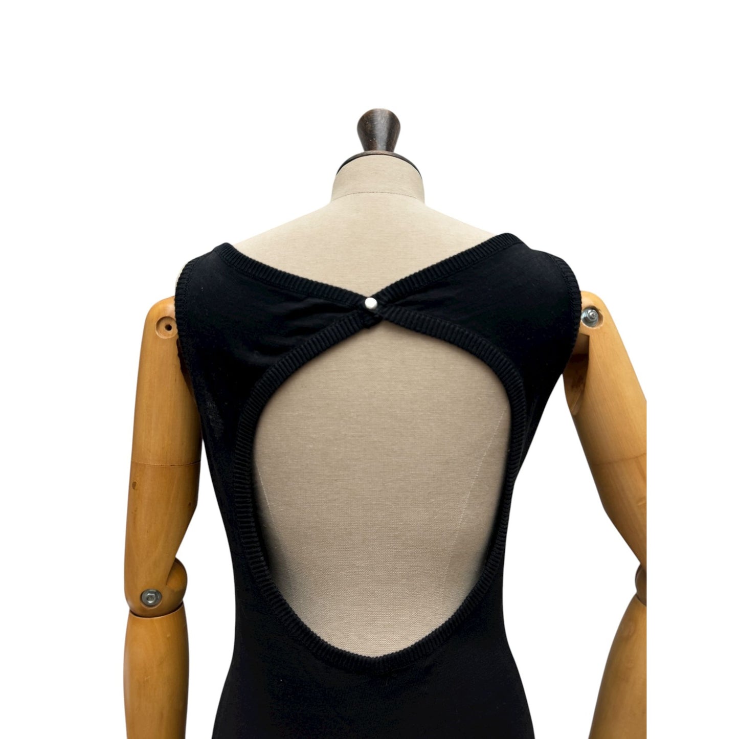 Vintage Black Cotton Knit Dress 