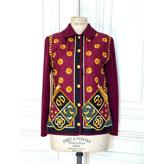 Vintage Burgundy Wool-Silk Baroque Print Jacket 