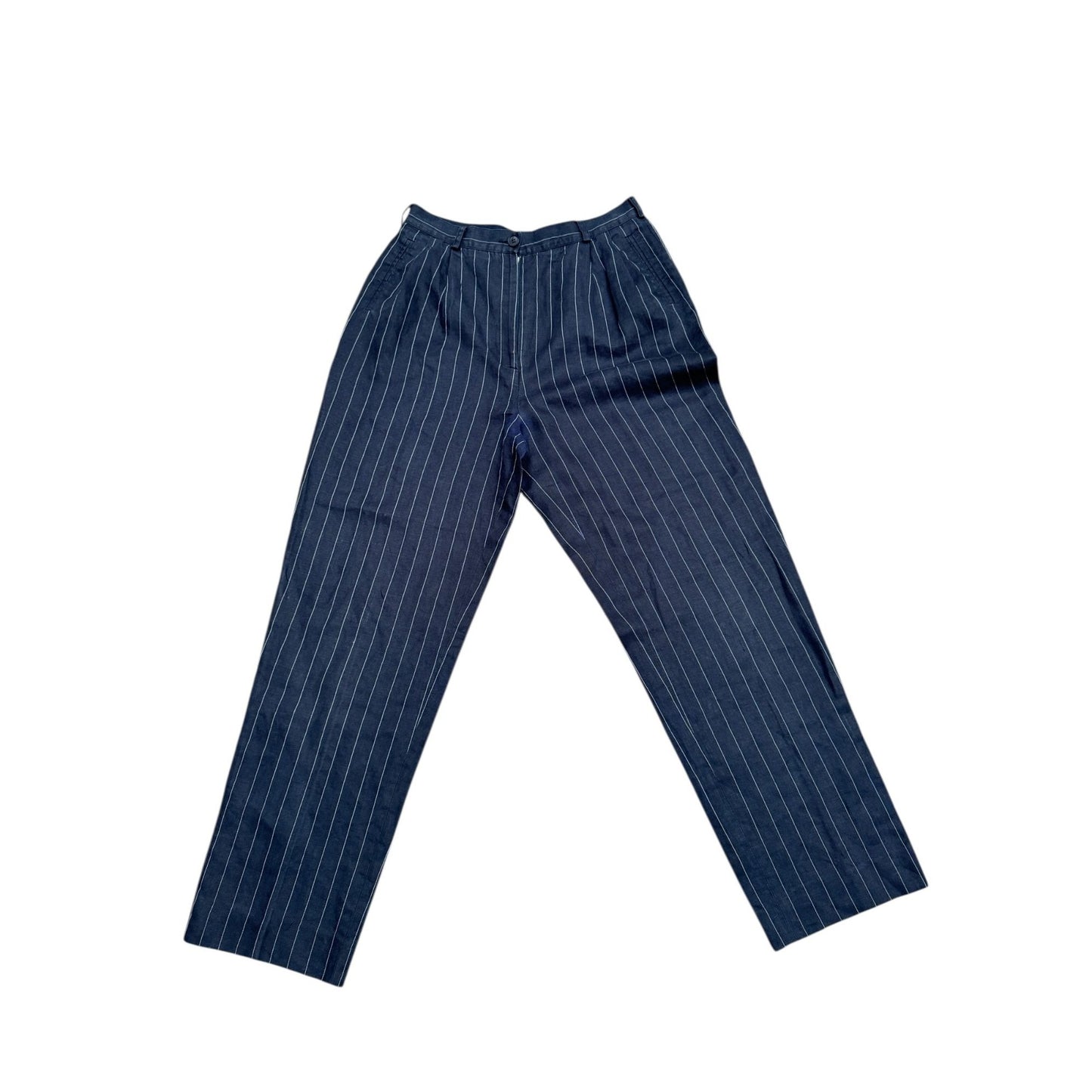 Vintage Navy Striped Linen Pants
