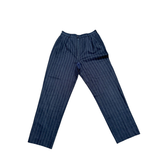 Vintage Navy Striped Linen Pants