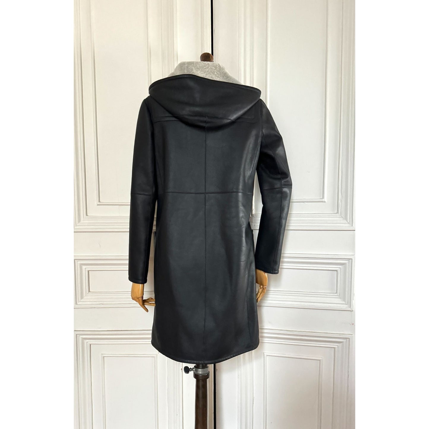 Raf Simons 2012 Black Lambskin Fur Duffle Coat