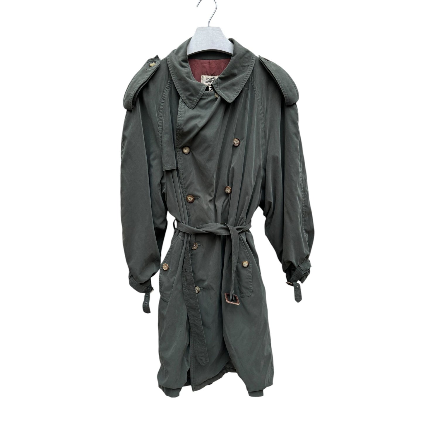 Hermes Vintage Kaki Trench Coat Size 54 fits M to L
