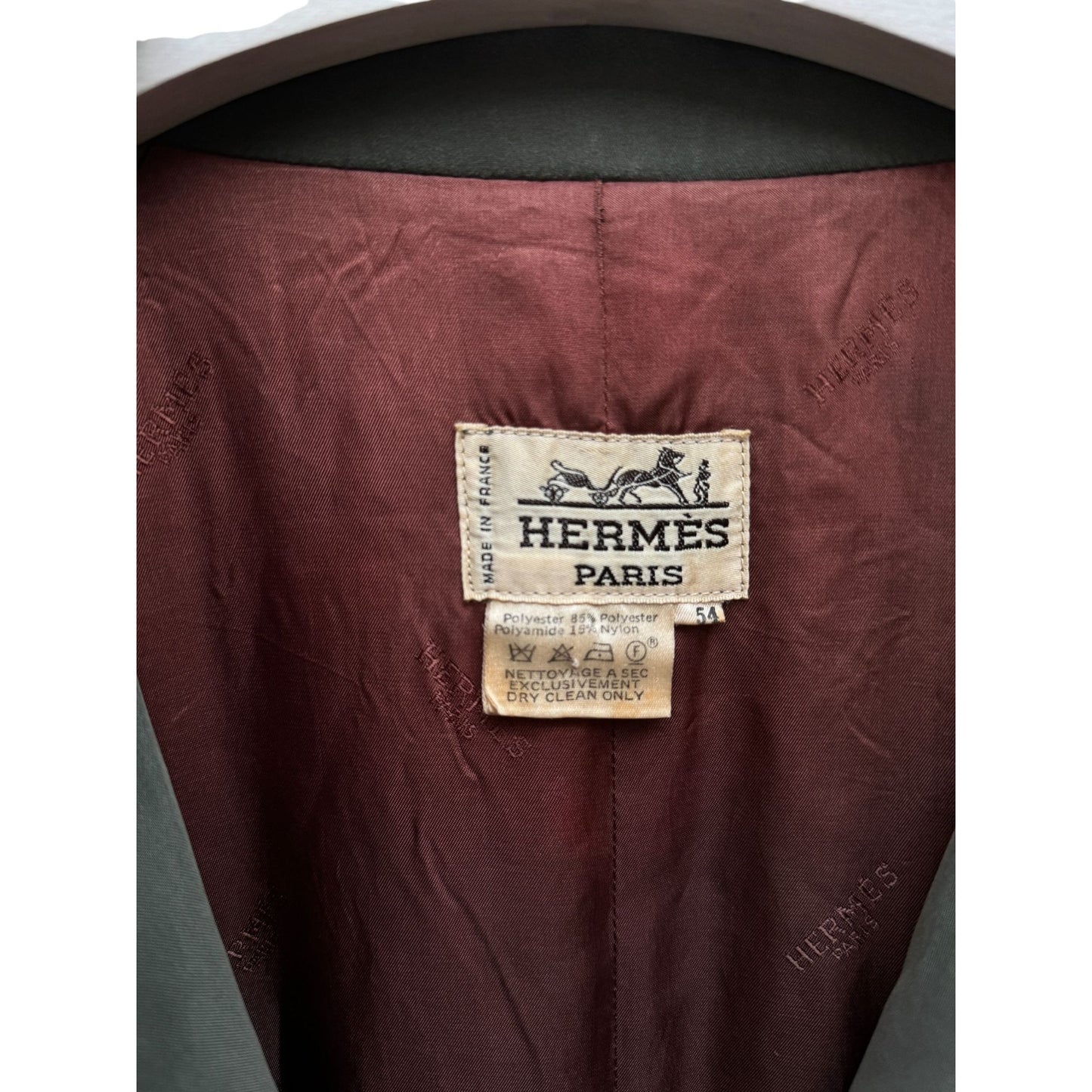 Hermes Vintage Kaki Trench Coat Size 54 fits M to L