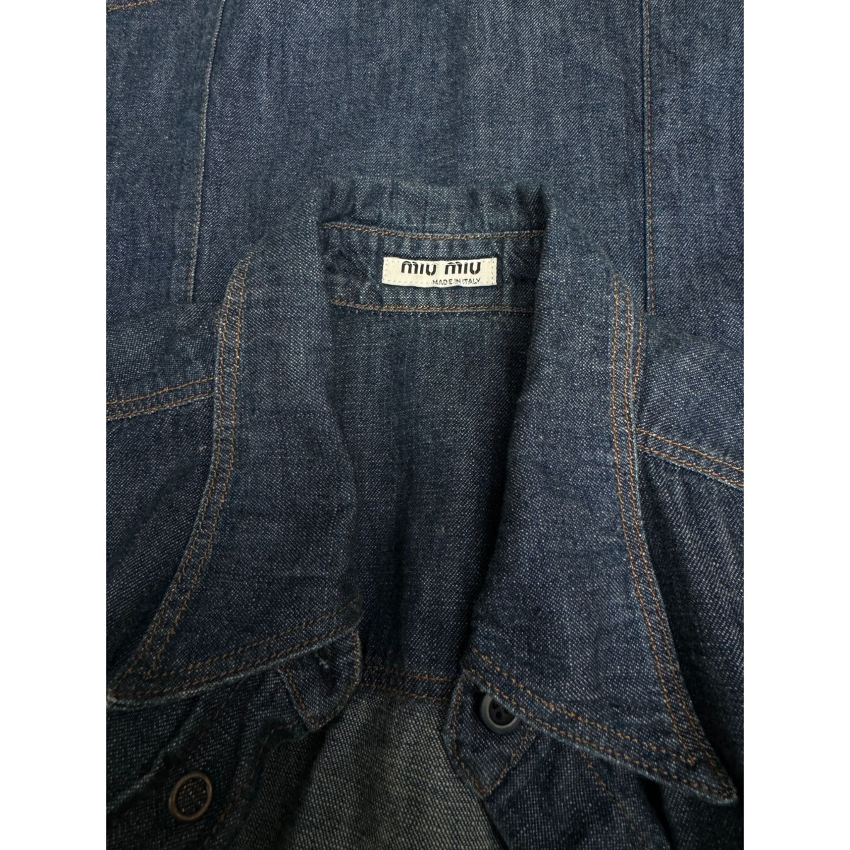 Dark Denim Puff-Shoulder Shirt