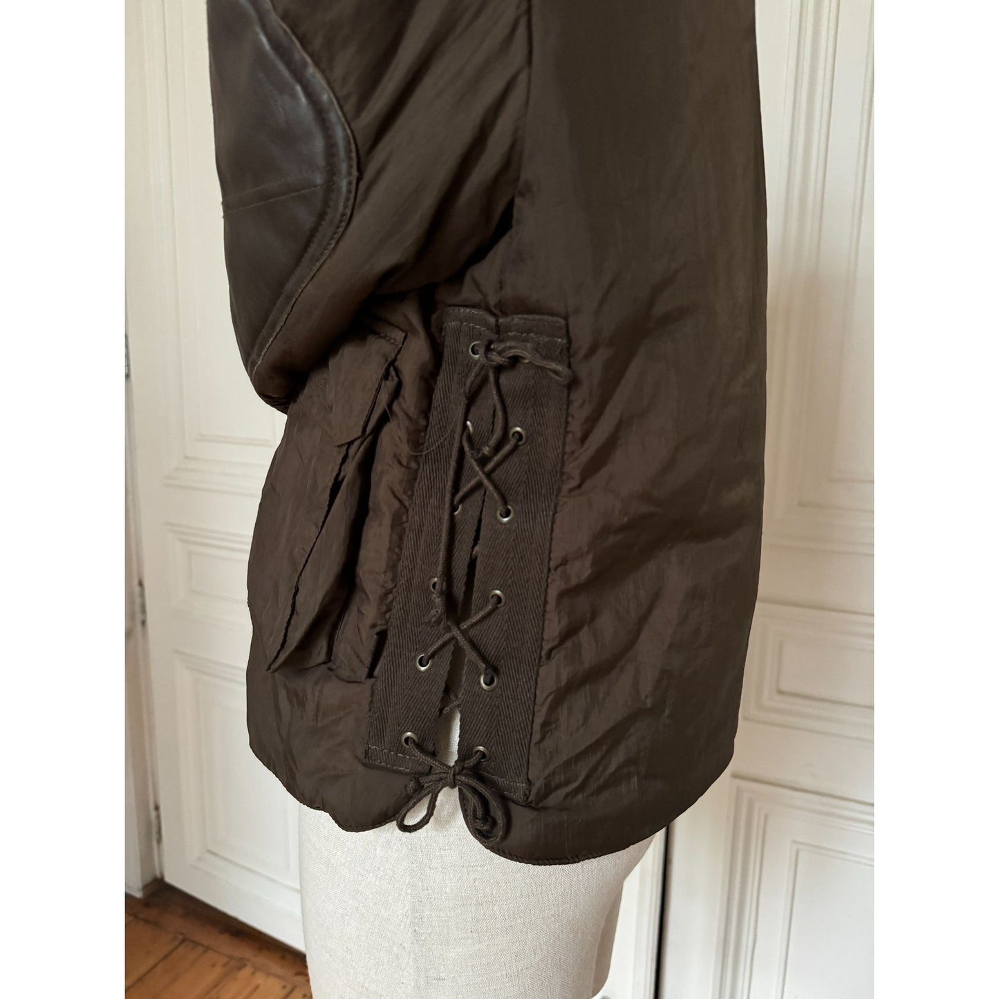 1990s Brown Bomber / Corset Jacket