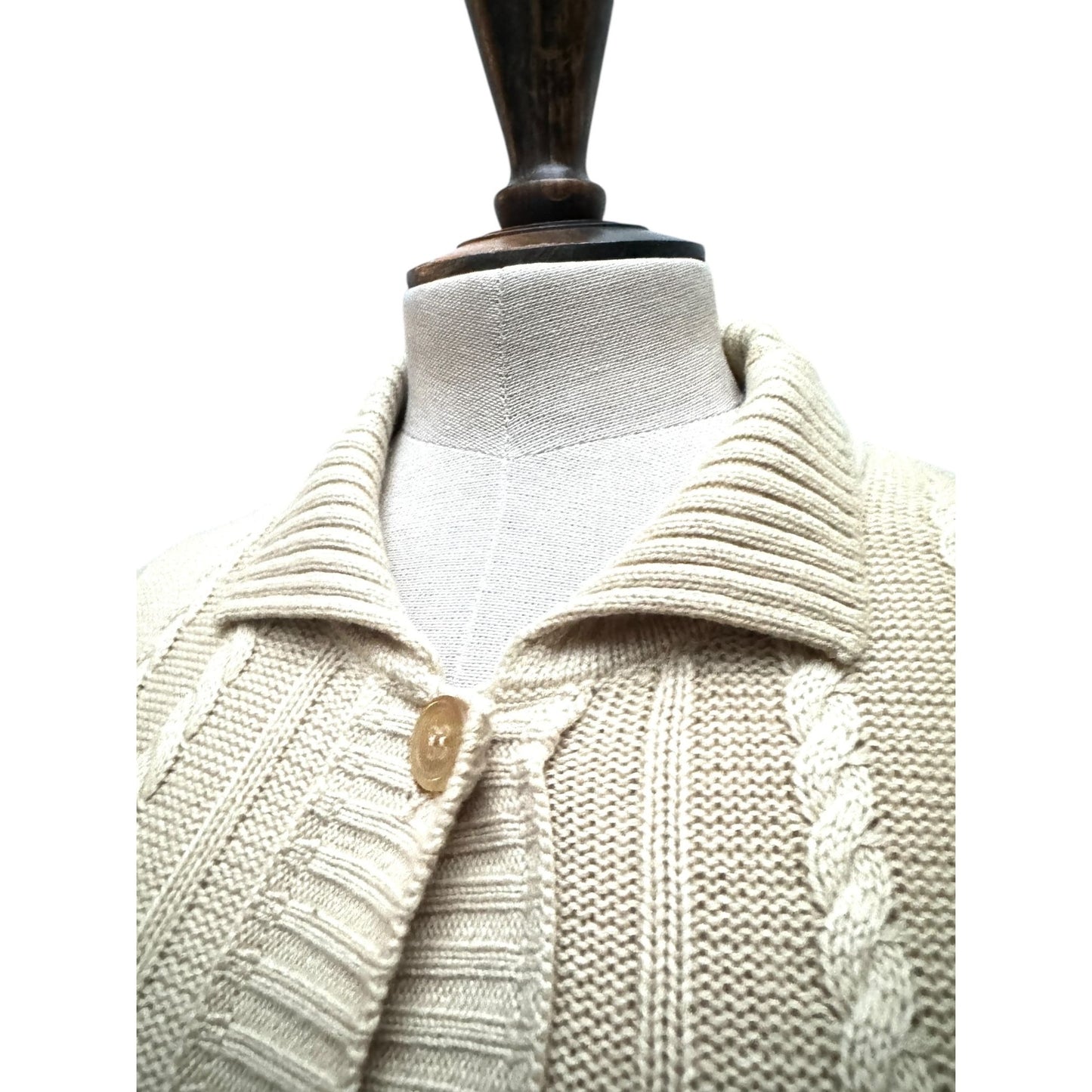 Beige Cashmere Cable Knit Cardigan Size 38 fits S