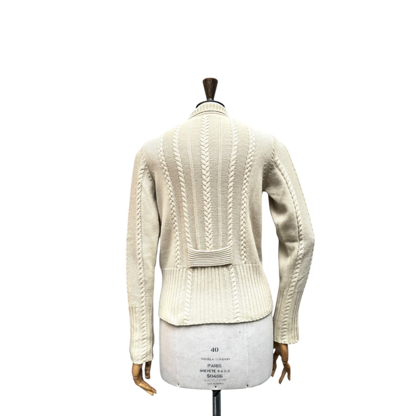 Beige Cashmere Cable Knit Cardigan Size 38 fits S