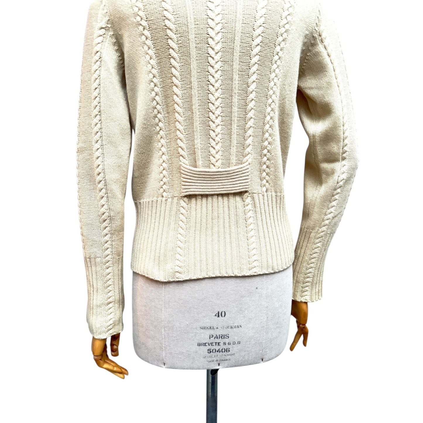Beige Cashmere Cable Knit Cardigan Size 38 fits S