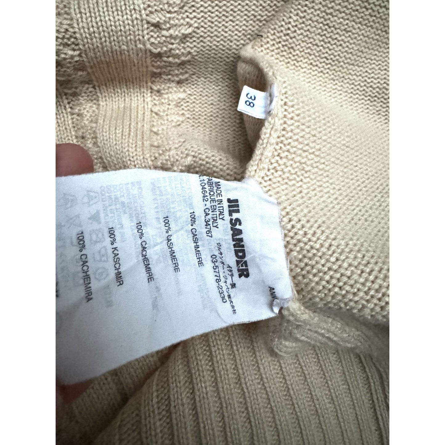 Beige Cashmere Cable Knit Cardigan Size 38 fits S