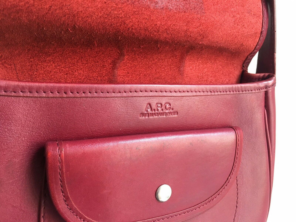 A.P.C. Burgundy Red Leather Shoulder Bag Size O/S