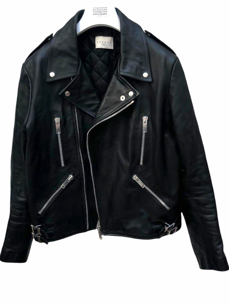 Black Biker Leather jacket Size XL