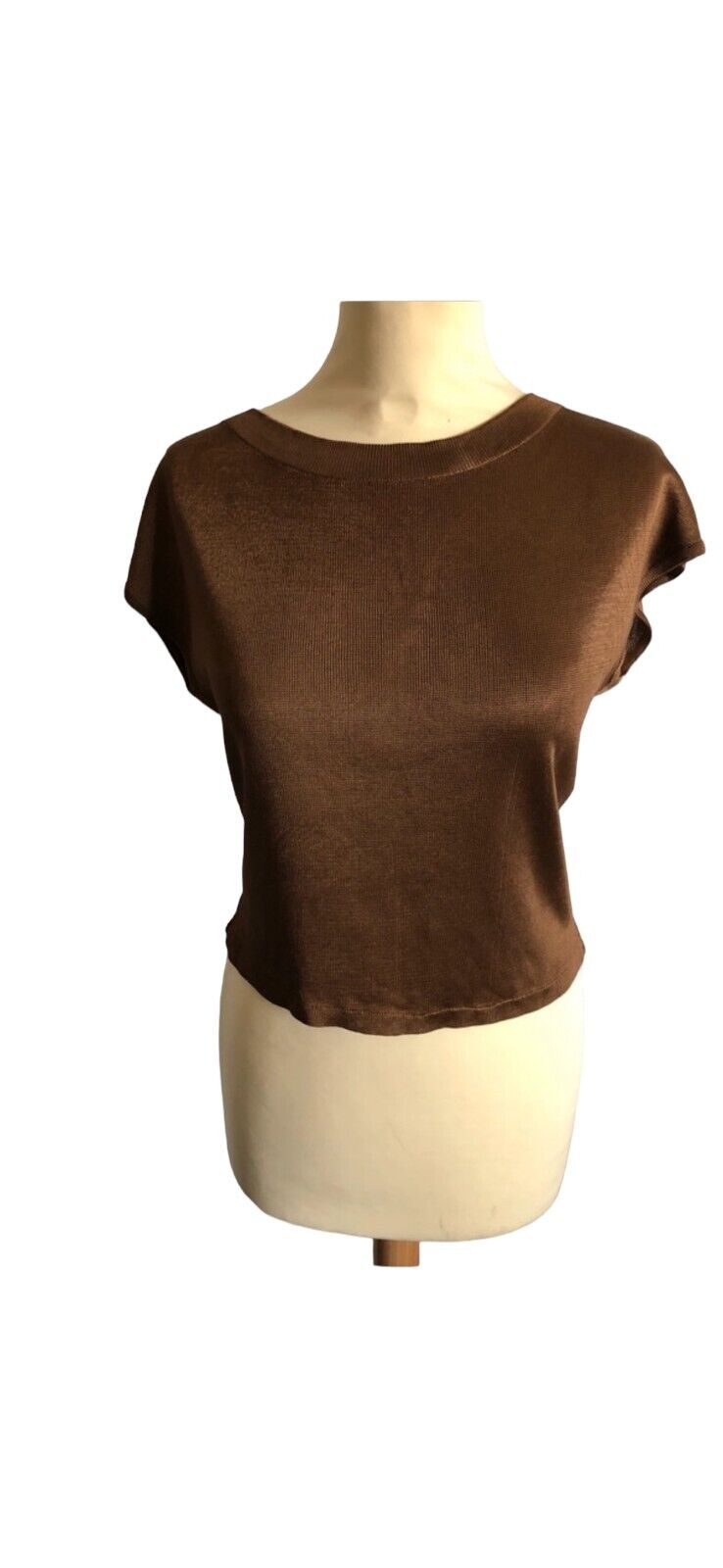 Vintage Brown Knitted T-shirt  Size L fits S to M