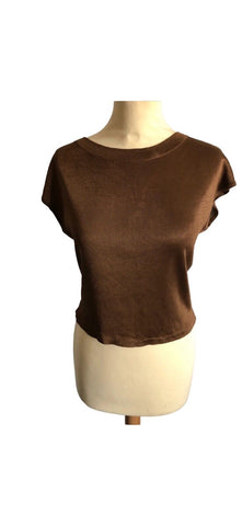 Vintage Brown Knitted T-shirt  Size L fits S to M