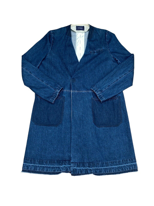 Blue Denim Collarless Coat