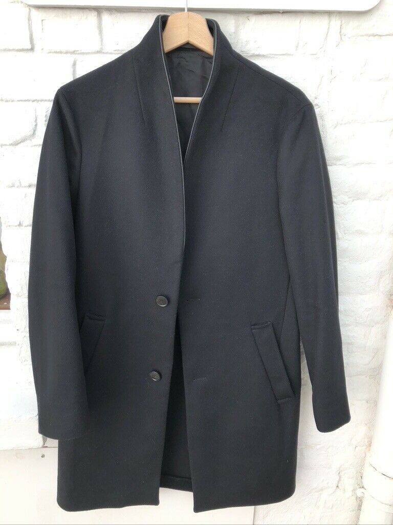 The Kooples Black Wool Coat Mid-season Jacket Size S