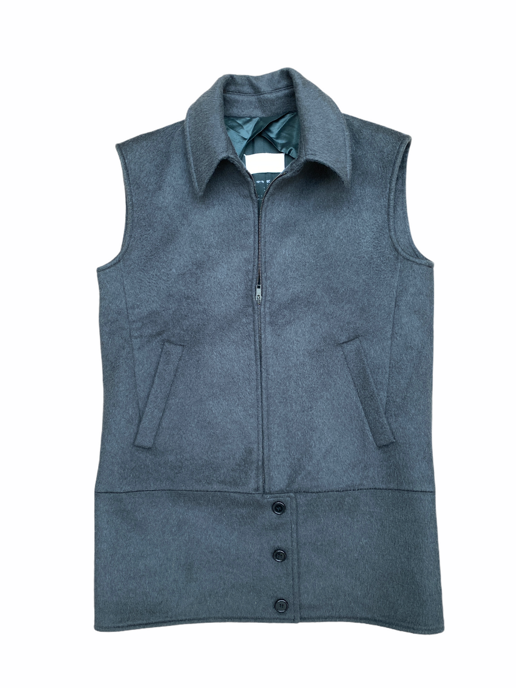 FW 2002 Dark Green / Greyish Wool Vest Jacket