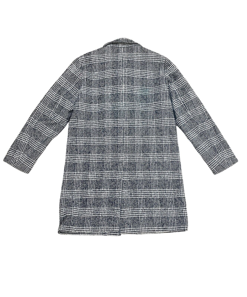 Checkered Grey Wool Mac Coat 
