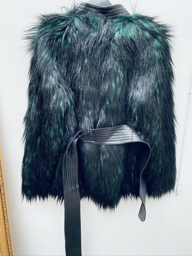 Balmain X H&M Faux Fur Emeraud Jacket Size XS