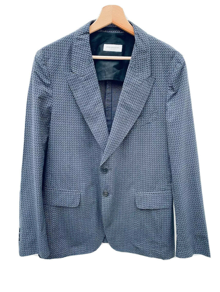 Dries Van Noten Grey / Navy Blazer Jacket Size M