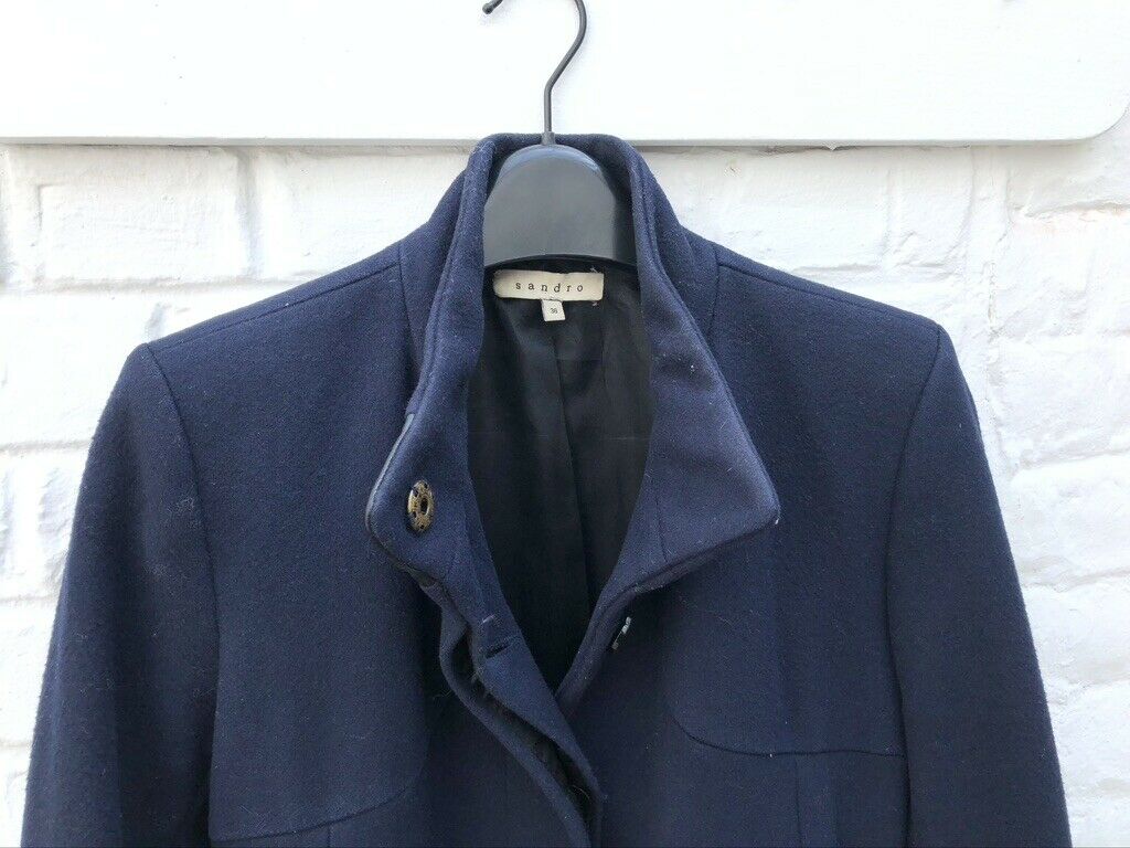 Sandro Navy Wool Coat - Jacket Size S