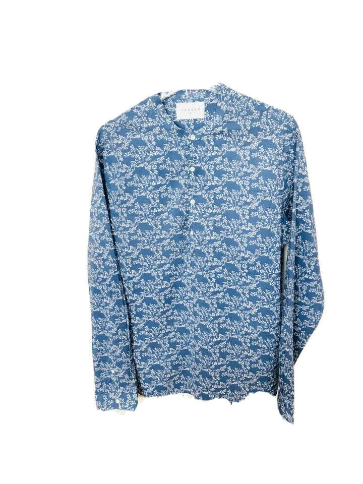 Sandro Blue Floral Shirt Size XL