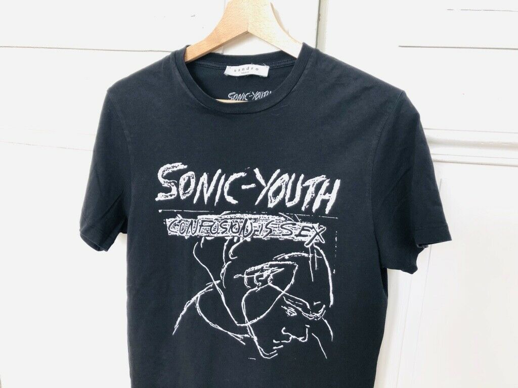 Sandro BLACK SONIC YOUTH T-SHIRT Size XS