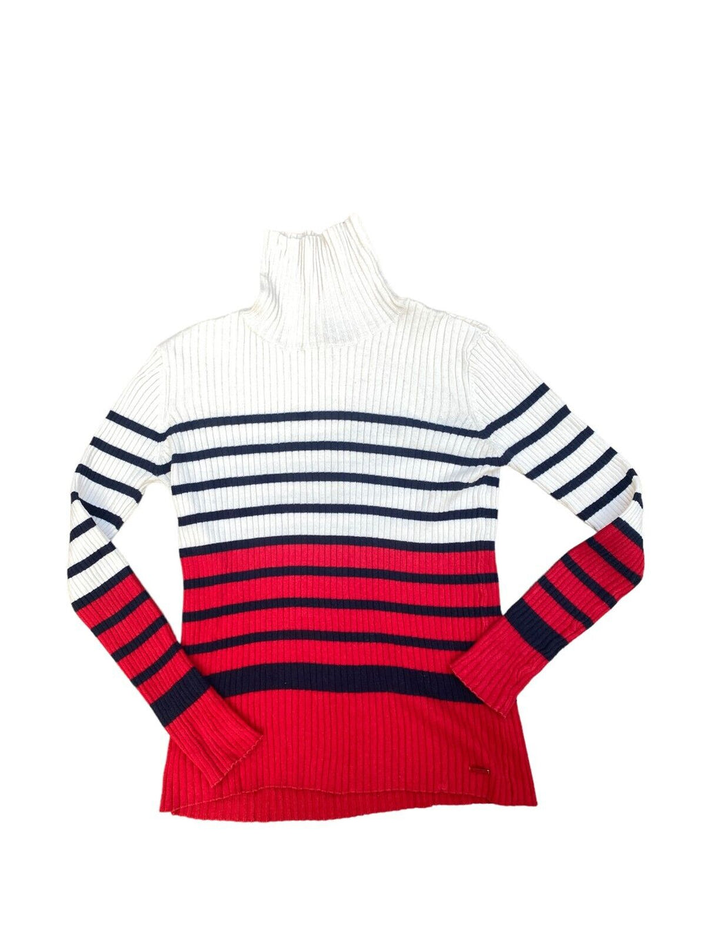 White Red Striped Rollneck Size 16A / fits S / US 36