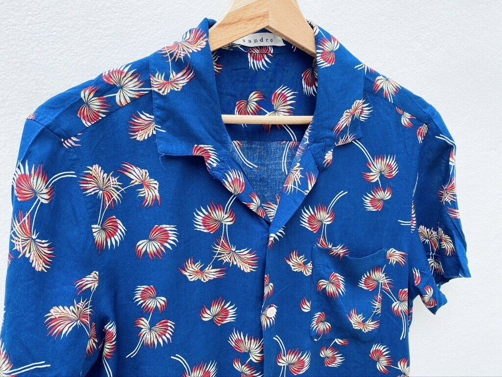 Sandro Navy Hawaiian / Floral Summer Shirt  Size L