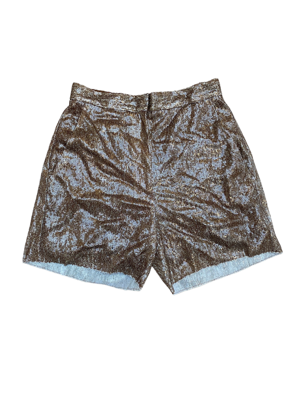 Sequined brown tobacco shorts