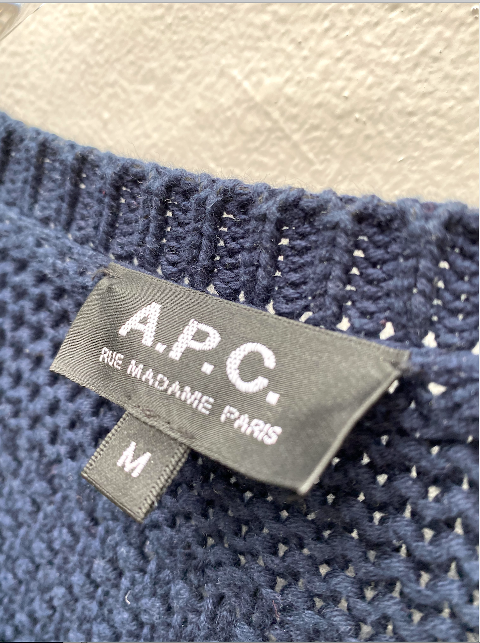 A.P.C. Navy Cotton Sweater Size M