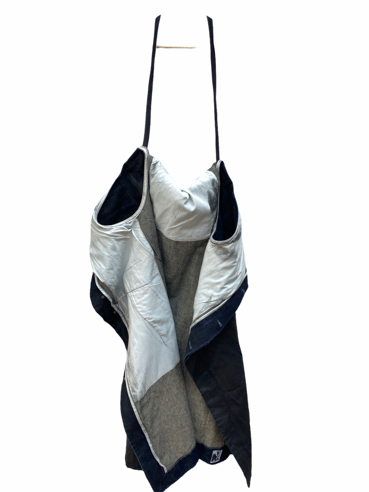 Rare  Waxed Black denim sleeveless coat