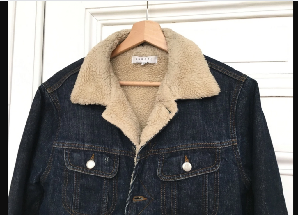 Sandro DENIM RAW BLUE SHEARLING SHERPA Size S