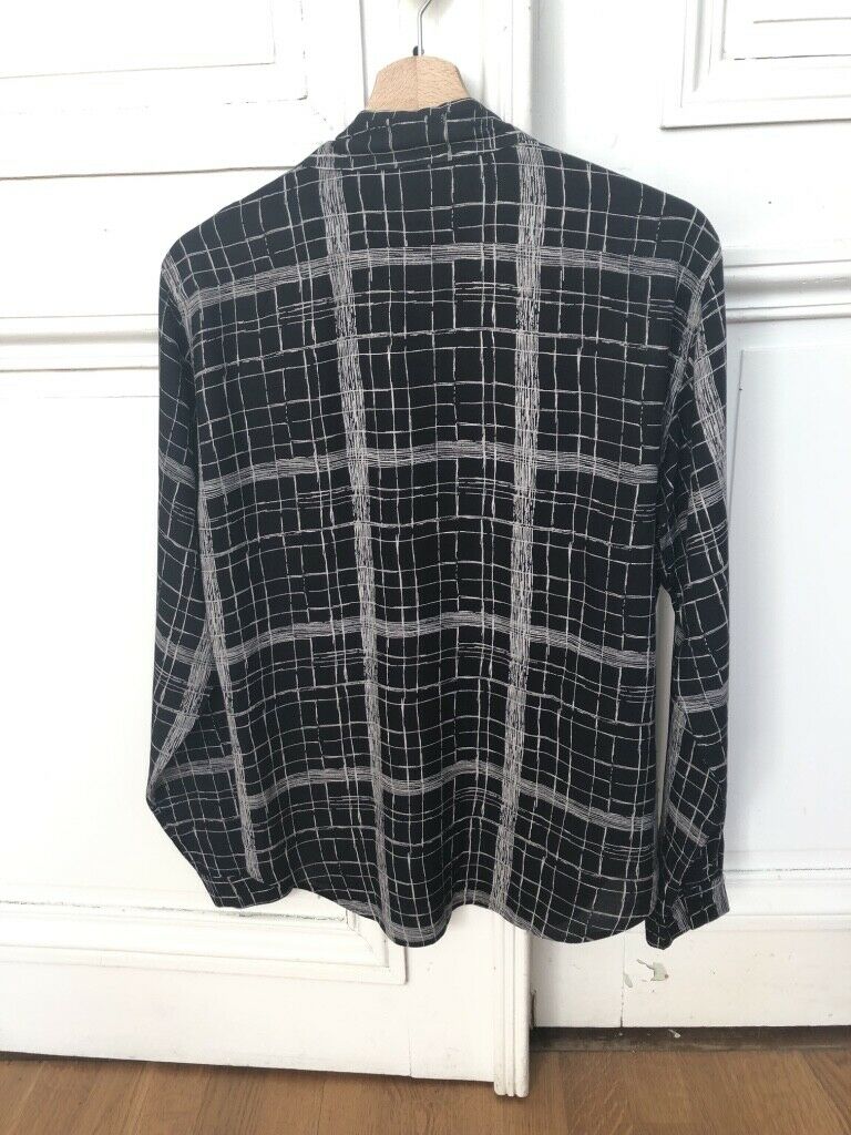 Sandro Black Checkered Print Shirt Size S