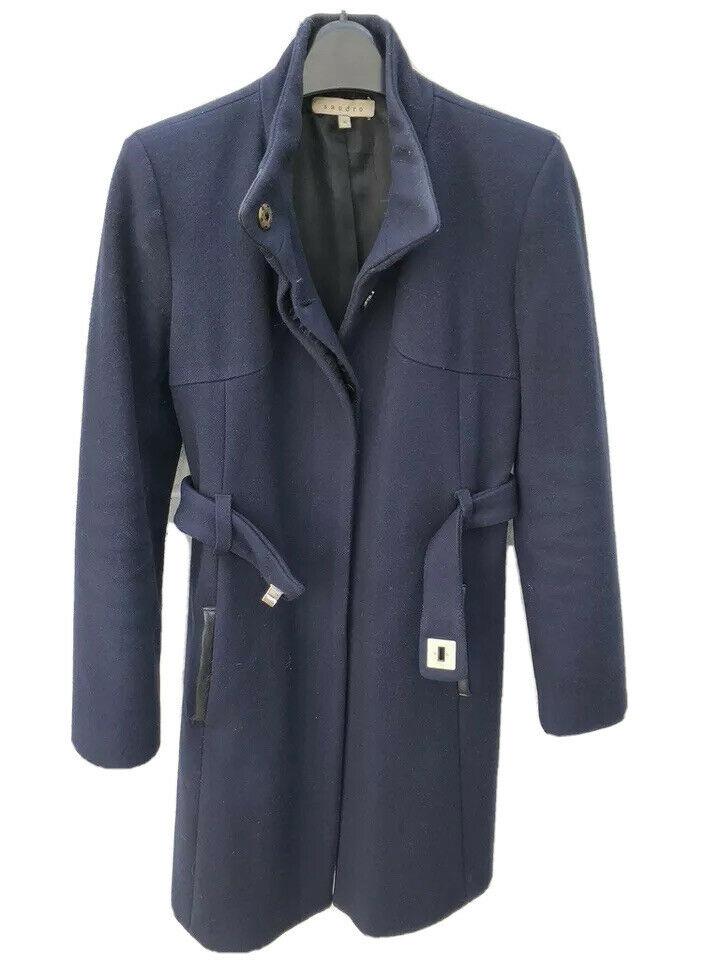 Sandro Navy Wool Coat - Jacket Size S