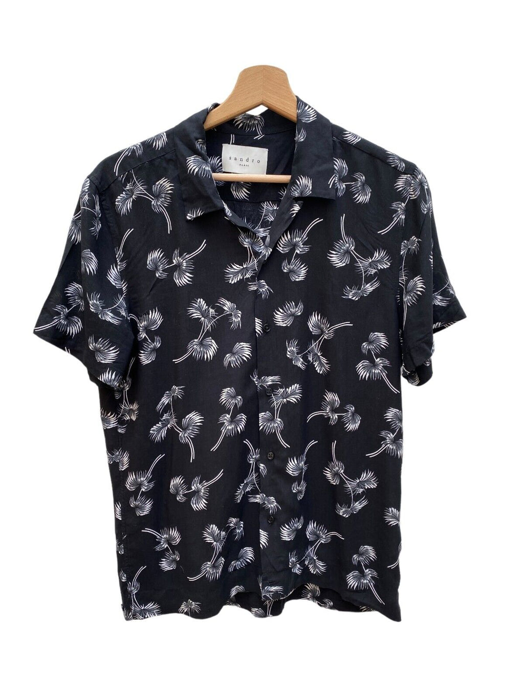 Black Hawaiian Short Sleeves Shirt  Bowling Fit Size L fits S to M
