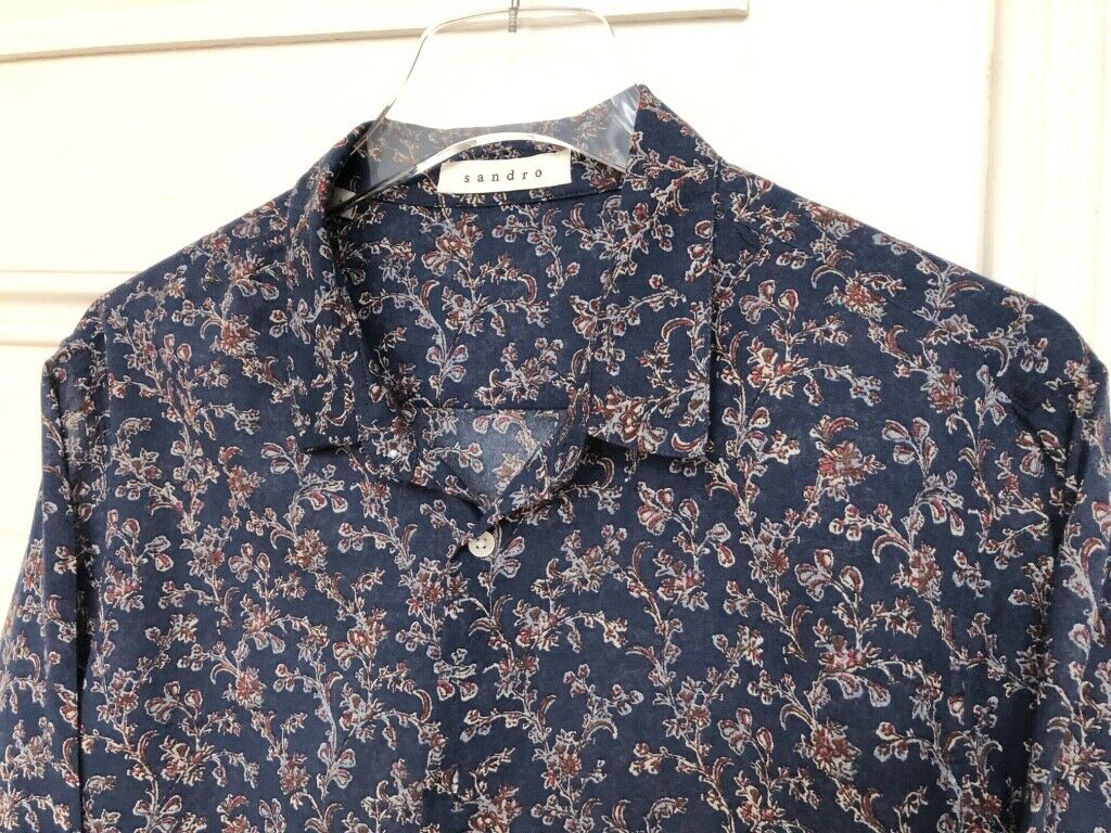 Sandro Navy Hawaiian / Floral Shirt Size L