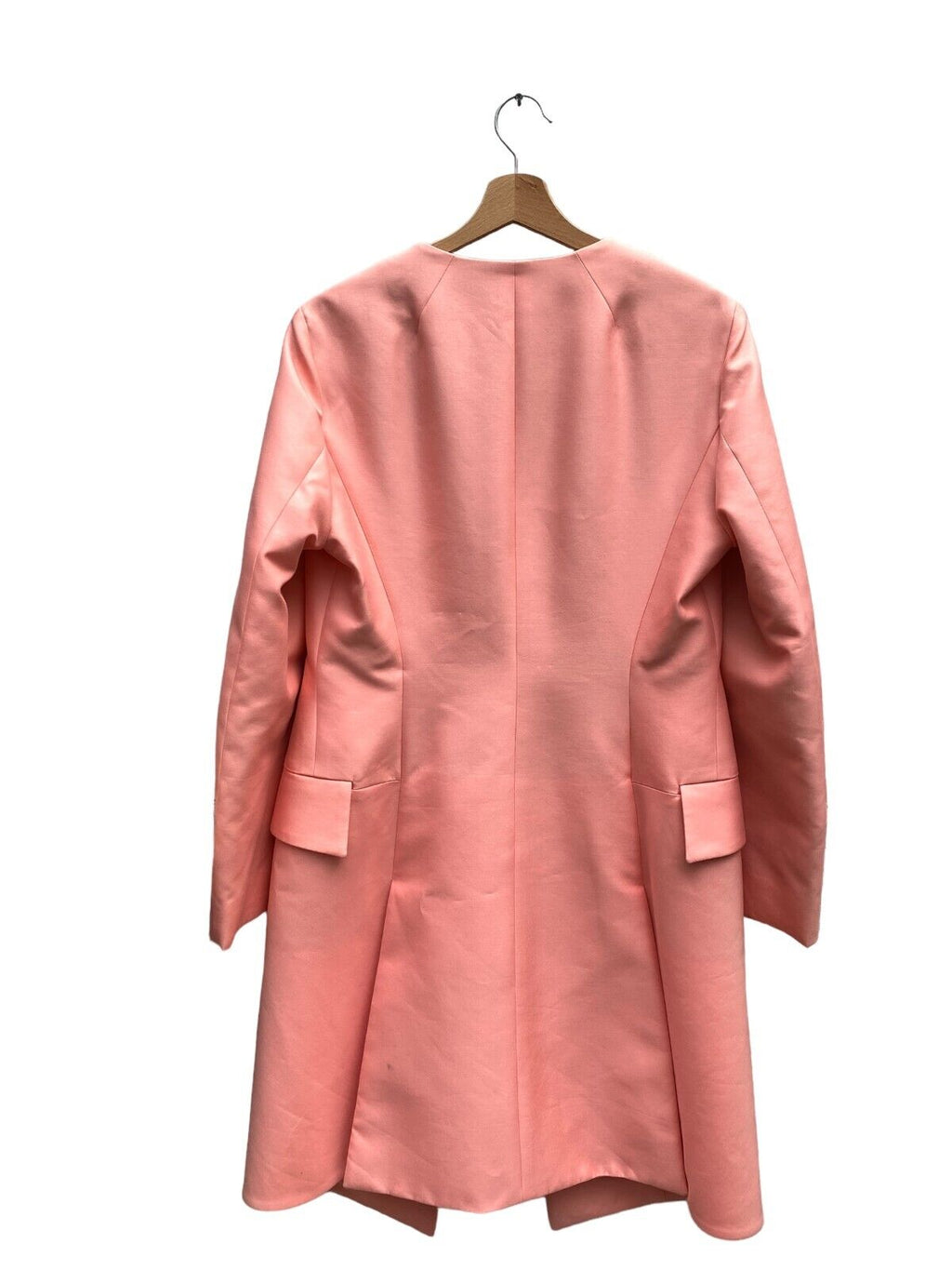 SS 2015 Runway Pale Pink Shapely Silk Blend Coat  Black Embroide