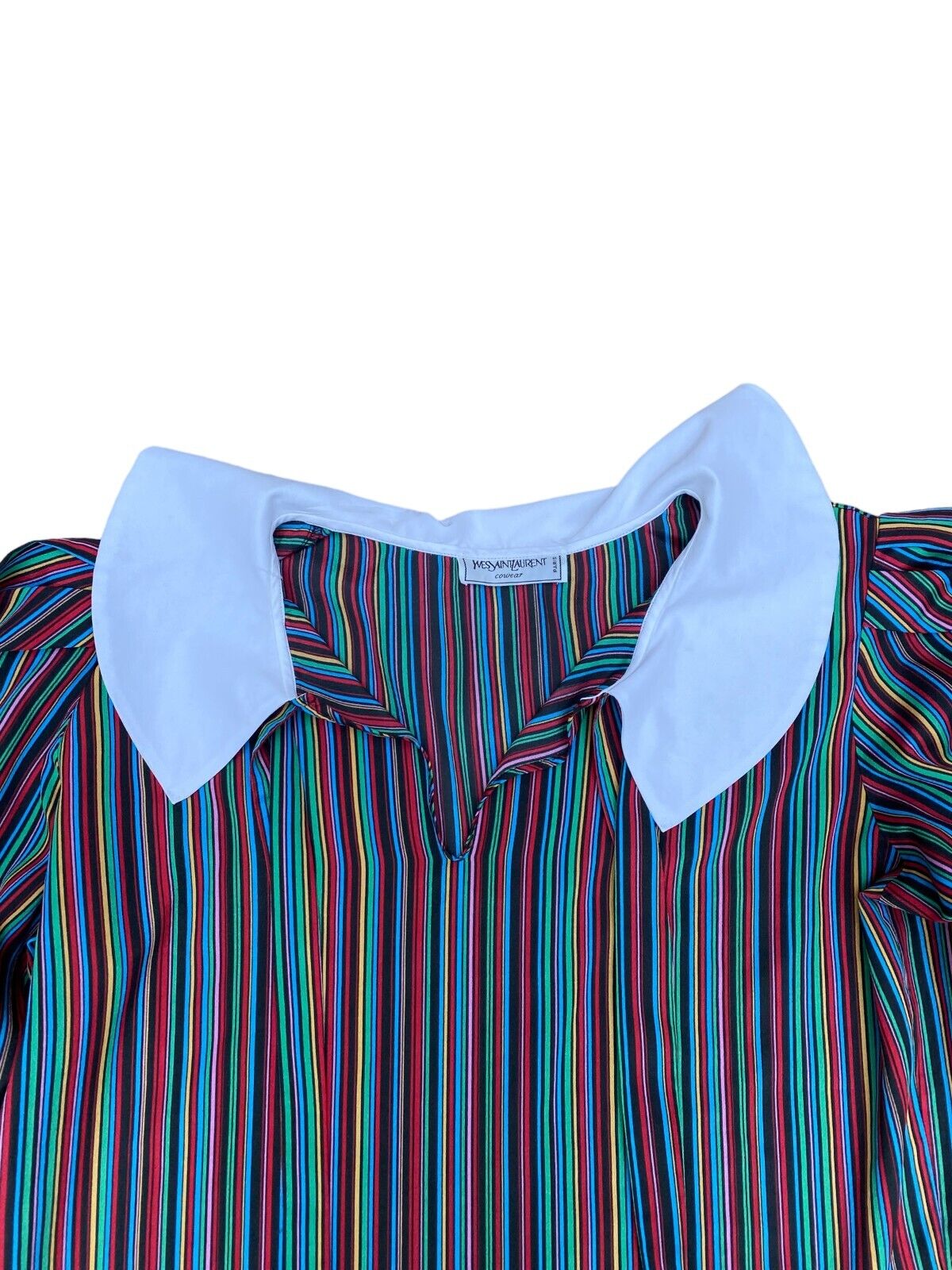 Silk Striped Blouse  Peter Pan Collar