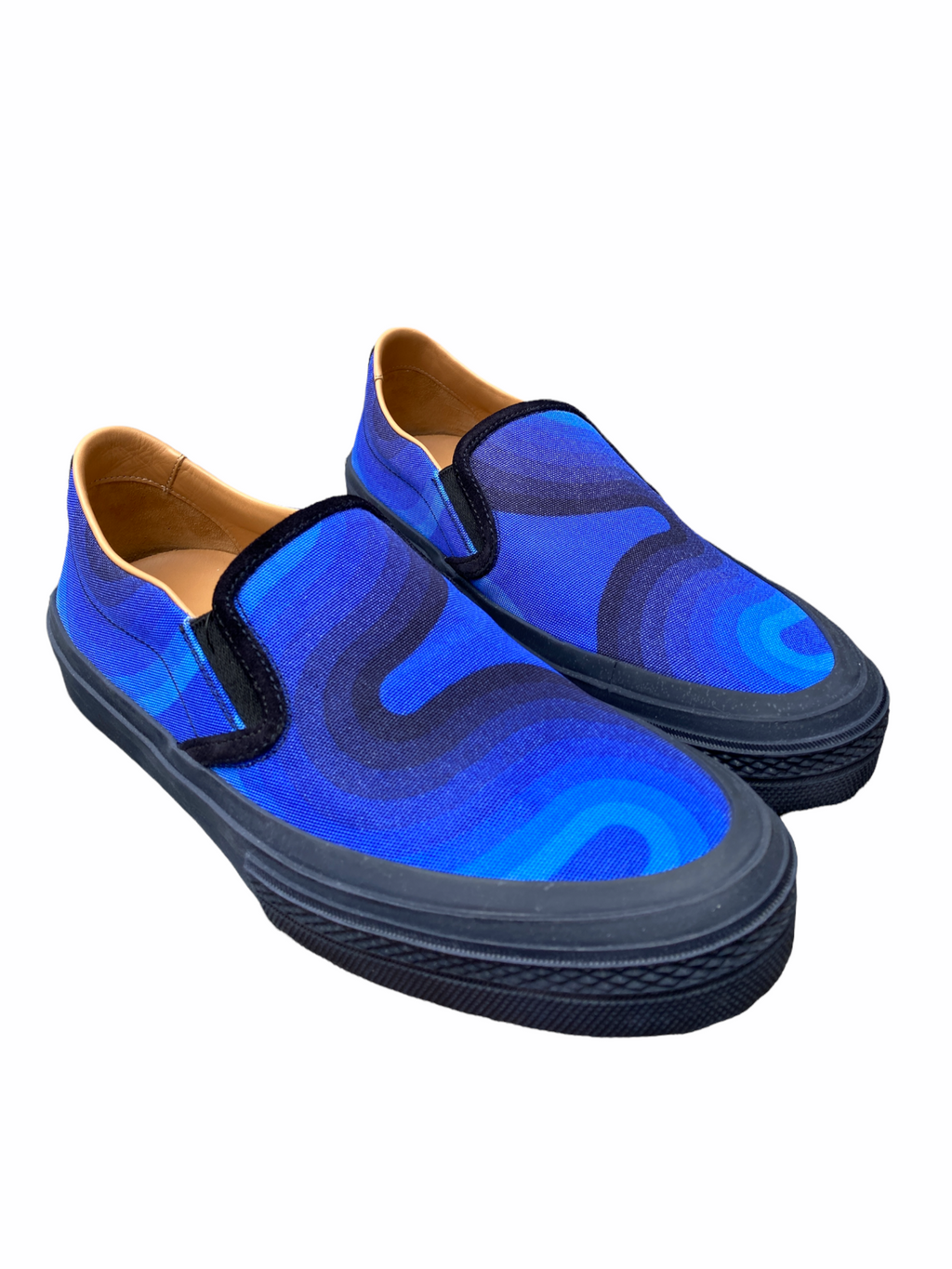 Iconic Waves patterns Blue Slip Ons