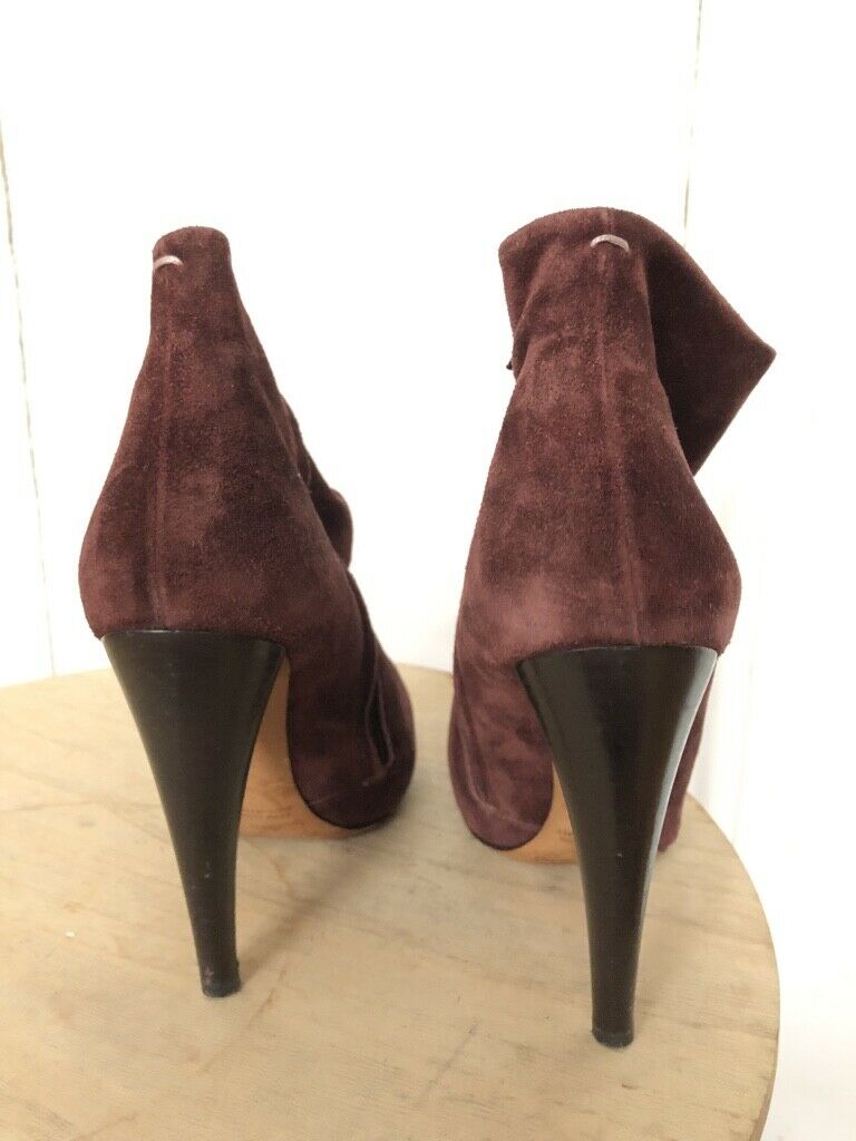 Martin Margiela Burgundy Suede Ankle Boots Size 6.5