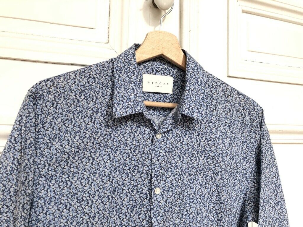 Sandro Blue Floral Shirt Size XS
