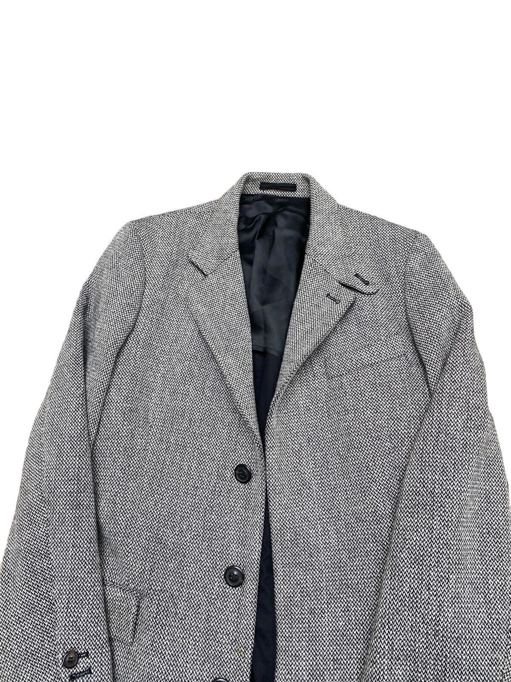 Archive FW 2004 Grey / Black Herringbone Long Coat Size 50