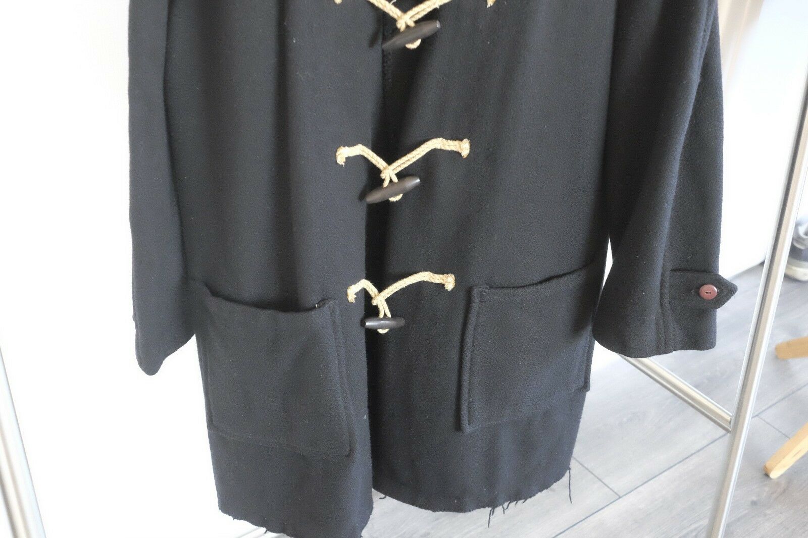 Ralph Lauren WOOL BLACK DUFFLE COAT Size M