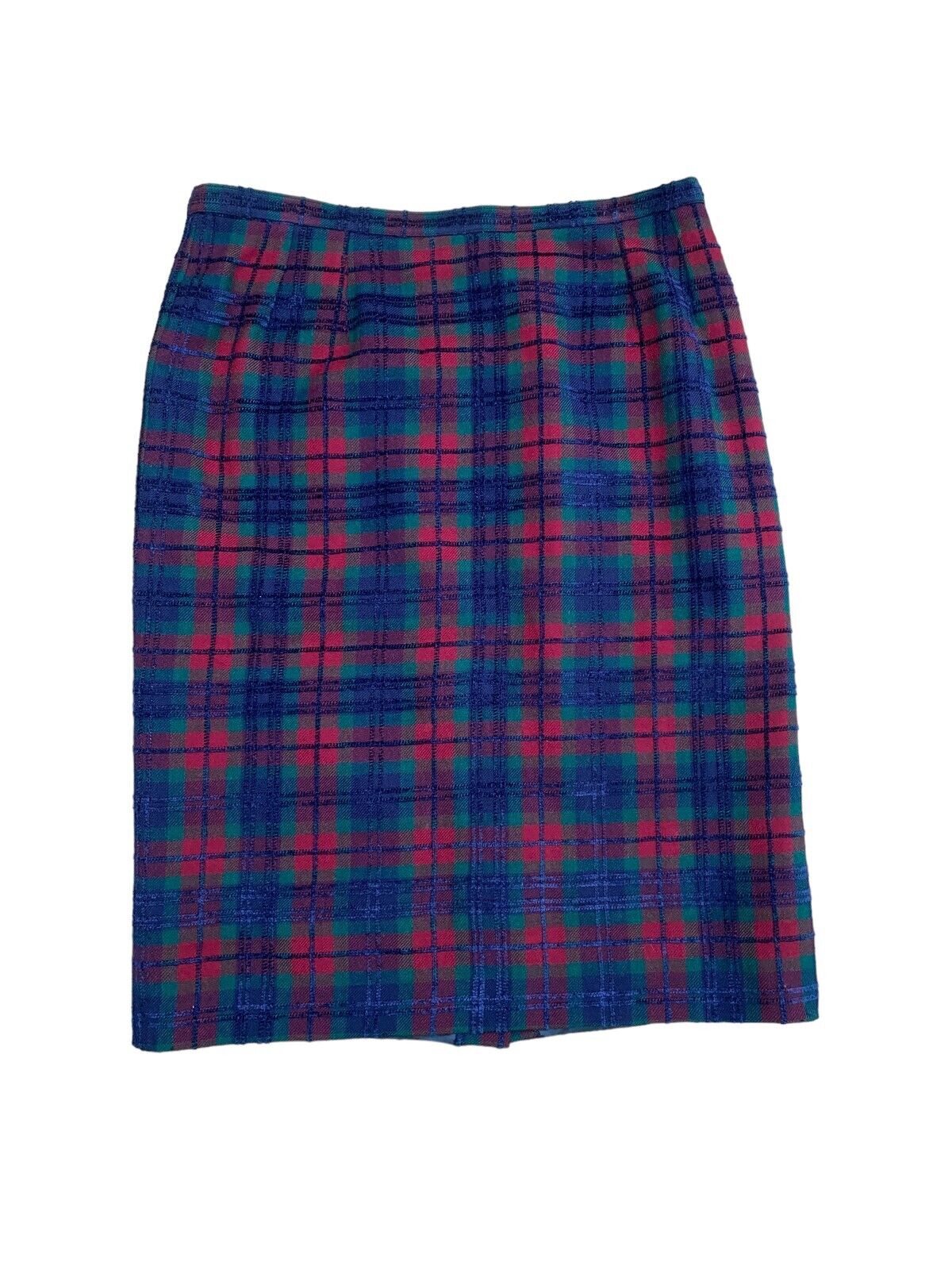 Vintage red green checkered wool skirt