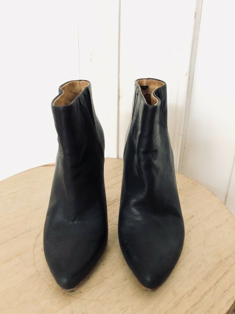 Martin Margiela X H&M Black Leather Boots - Wedge Plexi Heels Size US 