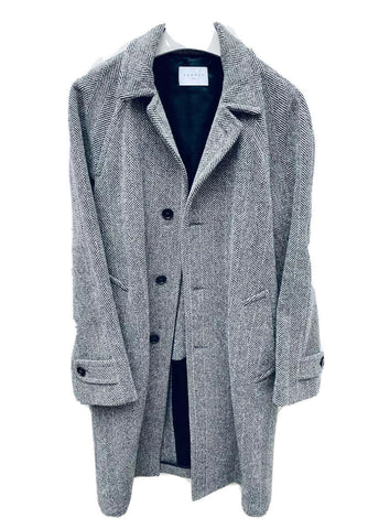 Sandro Grey Wool Mac Coat Size L