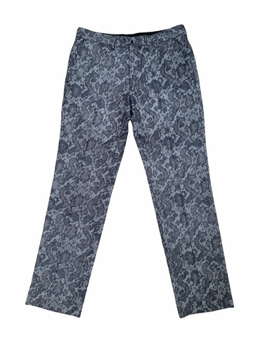 Grey Snakeskin print Wool Trousers Size US 32