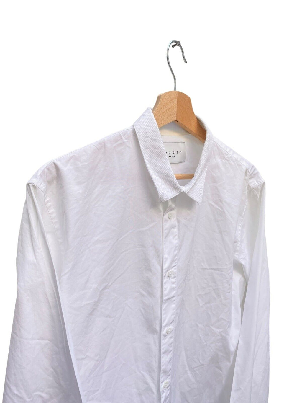 White Shirt  Contrast Textured Collar