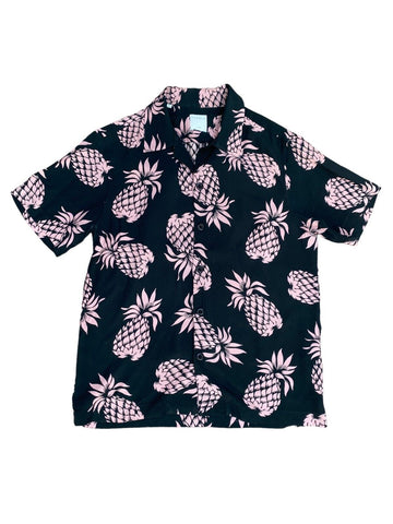 Black Pink Floral Hawaiian shirt