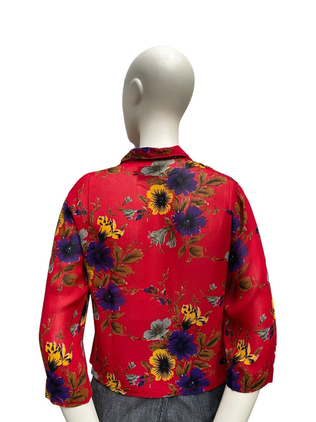 Vintage Red Floral shirt  Size 42 fits M